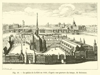 El palacio de la Cité en 1660, según un grabado de la época, de Boisseau