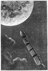Partida hacia la Luna, ilustración de De la Tierra a la Luna de Jules Verne (1828-1905) París, Hetzel, publicado en 1865