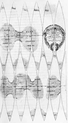Los mares de Venus y la división de sus husos, estudiados por Bianchini en 1727 - en “Las tierras del cielo” de Camille Flammarion, ed. Marpon & Flammarion, París