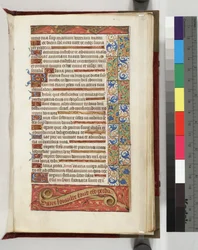 Lewis E 113 f.20r Página de texto decorada con el lema Sin lealtad todo está perdido, 1500-15