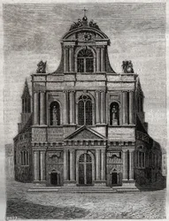 La iglesia Saint Gervais Saint Protais (Saint-Gervais-Saint-Protais) (fachada de Clement II Metezeau) París (4º arr) Grabado en “Histoire physique, civile et morale de Paris: depuis les premiers temps historiques à nos jours” por Jacques Antoine Dulaure
