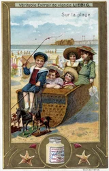 Liebig cromolitografía serie "Juego de Playa" de los niños. sd. Siglo XIX