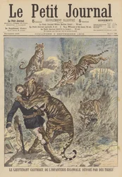El teniente Gauthret de la infantería colonial francesa devorado por tigres en Annam