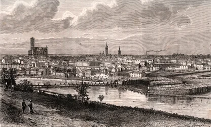 Limoges - Haute-Vienne - grabado en “La France illustrée: geografía, historia, administración estadística” por V.A. Malt-Brown. 1884