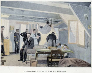 La enfermería - La visita del médico - en “Álbum Militar - Marina: La vida a bordo”