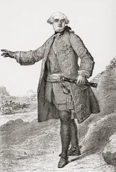 Louis Charles César Le Tellier conocido como el Duque de Estrées. Comandante militar francés y Mariscal de Francia. De Les Heures Libres publicado en 1908