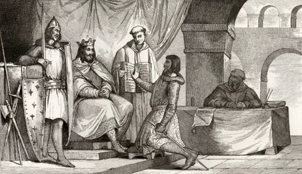 Luis II (848-79) el Tartamudo recibe un juramento de lealtad de un noble, de 