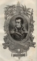 Louis Marie Maximilien de Caffarelli du Falga (1756-1799) general francés durante la Revolución Francesa - - Grabado en Nueva Enciclopedia Nacional por Maurice La Charest - 1870 -