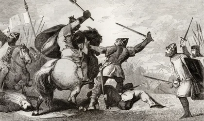 Luis VI (1081-1137) el Grande lucha contra los ingleses en la batalla de Brenneville, de 