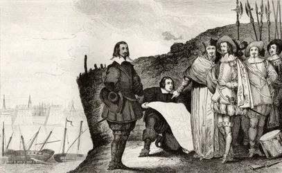 Luis XIII (1602-43) en el sitio de La Rochelle en octubre de 1628, de 