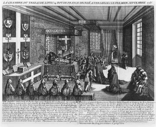 Luis XIV (1638-1715) en su lecho de muerte en Versalles, 1 de septiembre de 1715