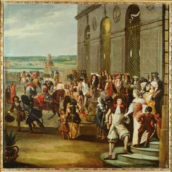 Luis XIV ante la gruta de Tetis en los jardines de Versalles ...