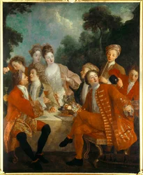 Almuerzo en el Parque Des nobles en un banquete campestre. Escuela Francesa del siglo XVIII. Museo de Bellas Artes de Orleans