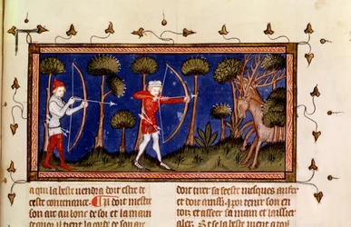 MMS Fr 12399 f.38 Escena de Caza, del Libro del Rey Modus y la Reina Ración