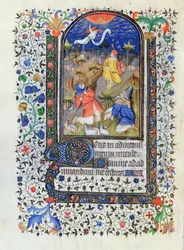 Anunciación a los pastores, de Heures a lusage de Troyes, por el Estudio del Maestro de las Horas de Rohan, c.1413-20