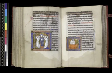 MS 300 f202v-203r, Sufragio a San Denis y Sufragio a San Eustaquio, del Salterio y Horas de Isabel de Francia, París, c.1265-70