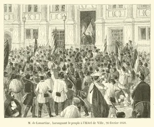 M de Lamartine, arengando al pueblo en el Hôtel de Ville, 26 de febrero de 1848