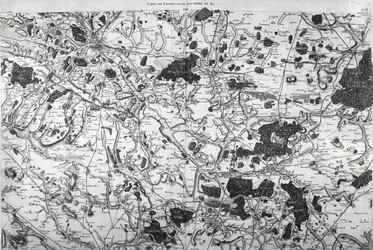 Mapa (de Beauvais a Senlis) de Cassini elaborado por la familia Cassini, especialmente por Cesar-François Cassini (Cassini III) y su hijo Jean-Dominique Cassini (Cassini IV). Los levantamientos se realizaron entre 1756 y 1789, y las 181 hojas del mapa se p