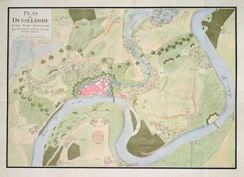 Mapa de Düsseldorf y campamentos fortificados