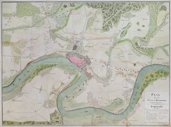 Mapa de Düsseldorf y áreas circundantes (pluma y tinta sobre papel)