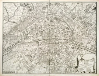 Mapa de París, de LAtlas de París por Jean de la Caille, 1714