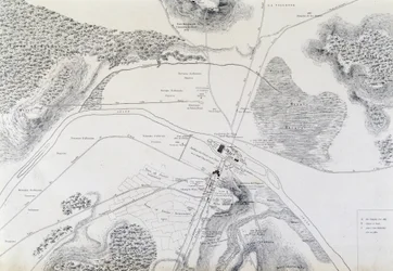 Mapa de la ciudad de Lutecia (Lutetia Parisorium hoy París) y sus alrededores hecho en 1882