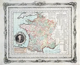 Mapa de las regiones y distritos de Francia, conocido como la Carte de Necker, 1789