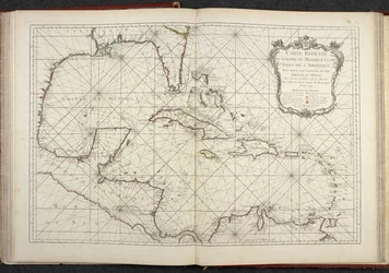 Mapa que muestra el Golfo de México, Mapa reducido del Golfo de México y las islas de América