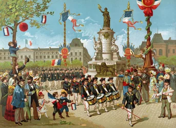 Marcha de los batallones escolares el 14 de julio de 1883 en la Place de la République