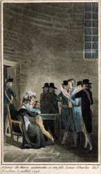 Marie-Antoinette (1755-1793) se despide de su hijo el Delfín, Louis-Charles de Bourbon (1785-1795) en el Templo, 3 de julio de 1793