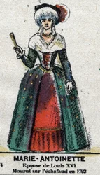 María Antonieta (1755-1793), Reina de Francia. En “Galería de Reyes y Reinas de Francia y personajes ilustres de 1643 a 1895” Imagen de Epinal