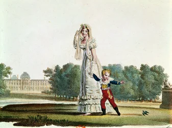 Marie Louise (1791-1847) y el Rey de Roma (1811-32) frente al palacio de las Tullerías