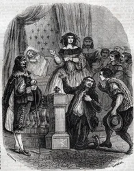 María de Médicis (1573-1642), reina de Francia y regente del reino para su hijo, durmiendo en la cama - María de Médicis, segunda esposa del rey Enrique IV de Francia, de la Casa de Borbón, regente para su hijo, la regente mostrando a su hijo, Luis XIII de