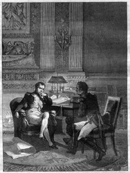 Maximilien Sebastien Foy (1775 - 1825), general francés, informando al Emperador Napoleón I sobre la situación en las Líneas de Torres Vedras