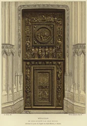 Medallón en madera tallada por Jean Goujon en la puerta de la Iglesia de Saint-Maclou, Rouen