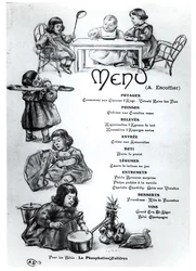 Menú creado por Auguste Escoffier para Niños y Bebés, c. 1900