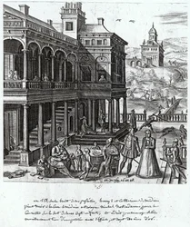 Michel de Nostradame (1503-66) siendo consultado sobre el destino de los siete hijos de Catalina de Médici (1519-89) y Enrique II (1519-59) 1548