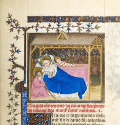 Miniatura con la Natividad de Cristo, c.1403-1404 (detalle de BL6425489)