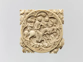 Estuche de espejo con una fiesta de cetrería, 1330-60