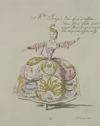 La Srta. Puvigne como Aire, en Zoroastro, un libreto de Cahusac, compuesto por Jean-Philippe Rameau (1683-1764) facsímil de A. Guillaumot Fils, 1749 (grabado en color)