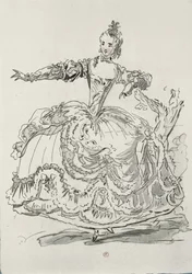 La Srta. Puvigne como La Estatua Viviente, en Pigmalión, un libreto de Lamotte, compuesto por Jean-Philippe Rameau (1683-1764) 1748 (grabado en color)