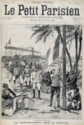 Misión Marchand: desembarco en el alto Nilo - en "Le Petit Parisien" del 02/10/1898 (grabado)