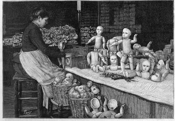 Fábrica de muñecas en Montreuil en 1888