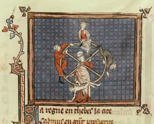 Ms 1044 Fol.74 La Rueda de la Fortuna, de Ovide Moralise escrito por Chretien Legouais