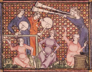 Ms 1044 fol.103v Músicos, de Ovide Moralise escrito por Chretien Legouais