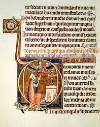 Página iluminada, del Salterio de San Luis y Blanca de Castilla, 1225-1250