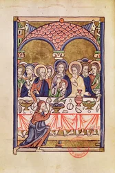 Ms 1273 fol.12v La Última Cena, de un Salterio