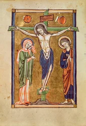 Ms. 1273 fol.14v La Crucifixión, ilustración de un salterio
