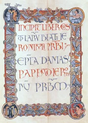 Ms 154 fol.3 Página de texto con un borde floreado, de las cartas de San Jerónimo