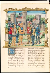Ms 18 f.32v El Tratado de Conflans entre Luis XI y Carlos el Temerario, Duque de Borgoña, octubre de 1465, de las Memorias de Philippe de Commines